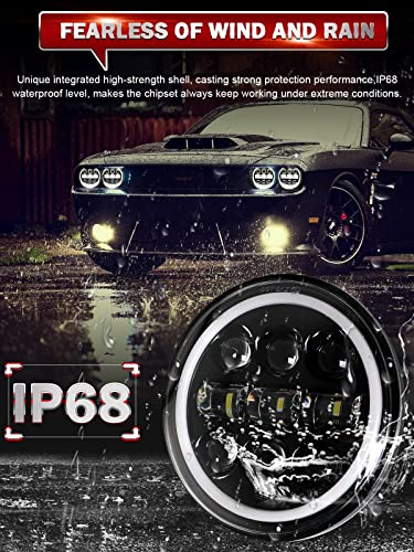 CO LIGHT 5.75 Led Headlight 5 3/4 Round Led Headlights Whit DRL Amber Turn Signal Light and Hi/Lo Beam Led Projector Sealed Beam Headlight Compatible with Thunderbird Torino 4PCS - color: 4PCS