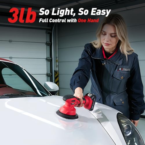 6 Inch Cordless Car Buffer Polisher kit w/ 2x2000mAh 21V Batteries - color: Red