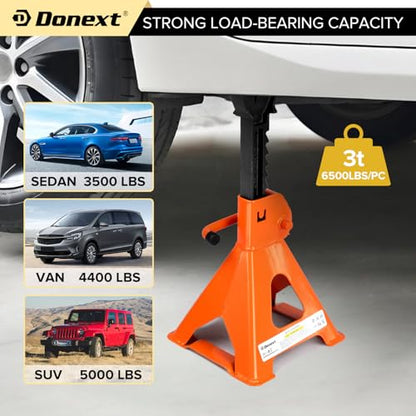 Jack Stands 3 Ton (6,500 lb) Capacity Steel, 1 Pair Orange Lifting Stand Adjustable Jack Stands - color: Orange