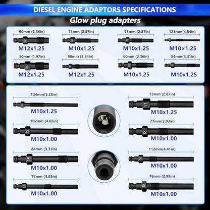 47PCS Compression and Leakage Test Kit Petrol & Diesel Compression Tester