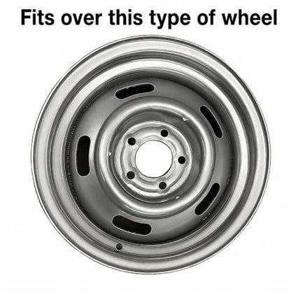 OxGord Power Disc Rally Wheel Center Caps Compatible with GM Classic Car - Snaps Over 14x6, 14x7, 15x6, 15x7, 15x8 & 15x10 Rim - Stainless Steel Cap is 8.1" in Diameter, Chrome