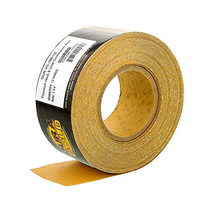 Dura-Gold Premium - 100 Grit Gold - Hook & Loop Backing Longboard Continuous Sandpaper Roll, 2-3/4" Wide, 12 Yards Long - For Automotive & Woodworking Air File Long Board Sanders, Hand Sanding Blocks - size: 100-Grit
