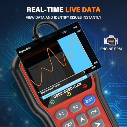 BluSon YM319 OBD2 Scanner Diagnostic Tool with Battery Tester, Scan Tool - color: Red