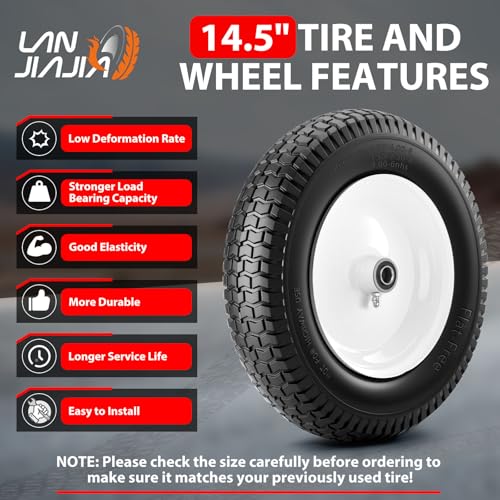 4.80/4.00-8 Flatfree 14.5 2Pcs Heavy Duty Wheelbarrow Wheel and Tire(White） - color: White, size: 2 Pack