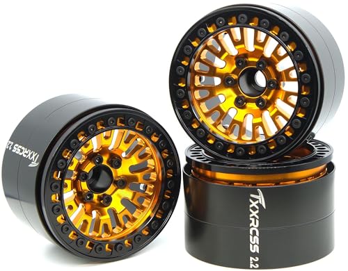 198g Super Heavy Duty 2.2 Beadlock Wheel Rims for 1/10 RC Crawle (Gold Black) - color: Gold Black