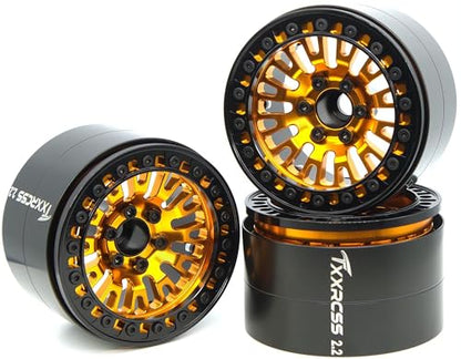 198g Super Heavy Duty 2.2 Beadlock Wheel Rims for 1/10 RC Crawle (Gold Black) - color: Gold Black