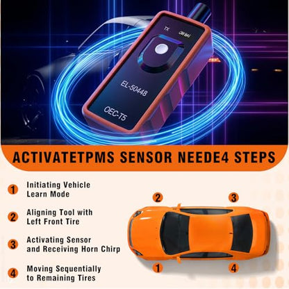 Car TPMS Relearn Tool Tire Sensor, EL-50448 Tire Pressure Monitor Sensor Activation Reset Tool OEC-T5, Automotive System Programming Training for Most Series Vehicles