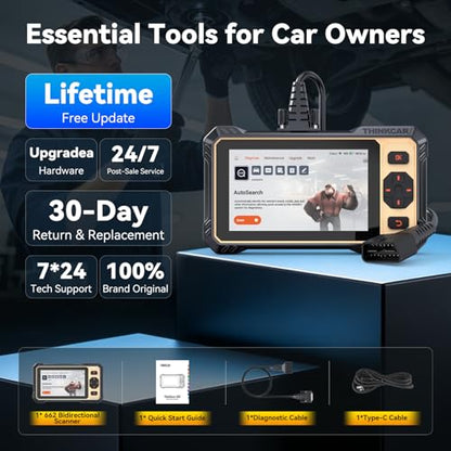 THINKCAR Scanner THINKSCAN 662 OBD2 Scanner Diagnostic Tool, Engine/ABS/SRS/Transmission Bidirectional Scan Tool, Scanner for Car with Active Test,12+ Reset Car Scanner,CAN-FD&FCA,Free Lifetime Update