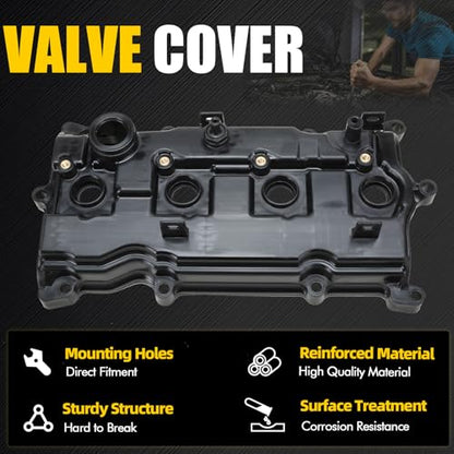 Engine Valve Cover Compatible with 2013-2018 Nissan Altima Rogue Murano 2.5L 2014 Pathfinder 2.5L 2014-2017 Infiniti QX60 Hybrid 2.5L Part 132643kY0A - color: Black (Upgrade Plastic)