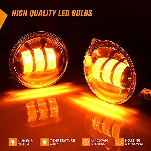 Nilight 4 Inch LED Fog Light Assembly Compatible with 2007-2018 Wrangler JK - color: JK Fog Light Amber 2Pcs