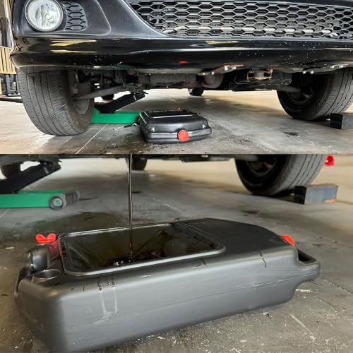 HKTE 2.6 Gallon Low Profile Oil Drain Pan, HDPE Container for Vehicles