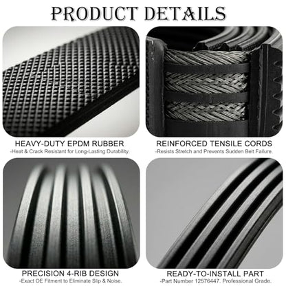 AC Belt 12576447 4PK960 for 1999-2008 Chevy Silverado 1500 2500 GMC Sierra Tahoe Yukon Escalade 4.8L 5.3L 6.0L V8, Air Compressor Serpentine Belt,K040378 Anti-Stretch Rubber Built for 60K+ Miles - size: 4PK960