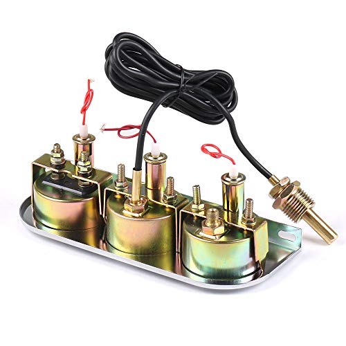 2" 52mm Chrome Panel 3in1 Car Meter Oil Pressure Fahrenheit Water Temp Ammeter Triple Gauge Kit Set Black Face
