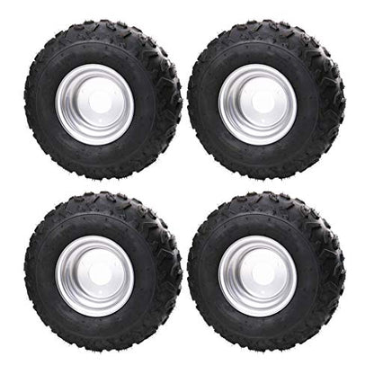 TDPRO 4PCS 145/70-6 Tires With 6 inch Wheels Rims for ATV Go Kart - color: 4PCS