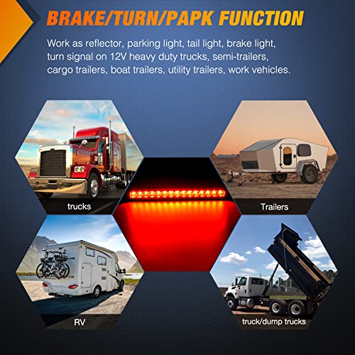 Nilight Trailer Light Bar 2PCS 10" 15 LED Red Park Stop Turn Tail Lights - color: 2Pcs 10" Red 15LED