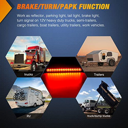 Nilight Trailer Light Bar 2PCS 10" 15 LED Red Park Stop Turn Tail Lights - color: 2Pcs 10" Red 15LED