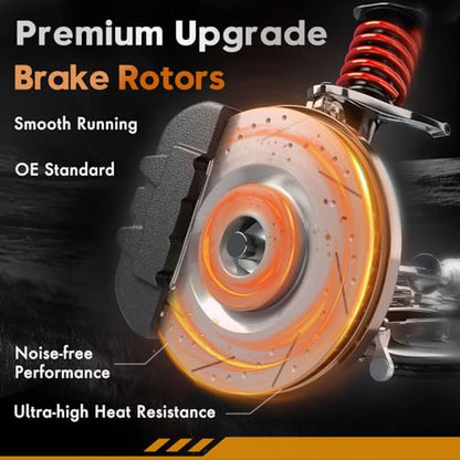Betthand Front Brakes and Rotors Fit for 14-18 Chevy Silverado, 15-20 Tahoe - size: Front 12.99''