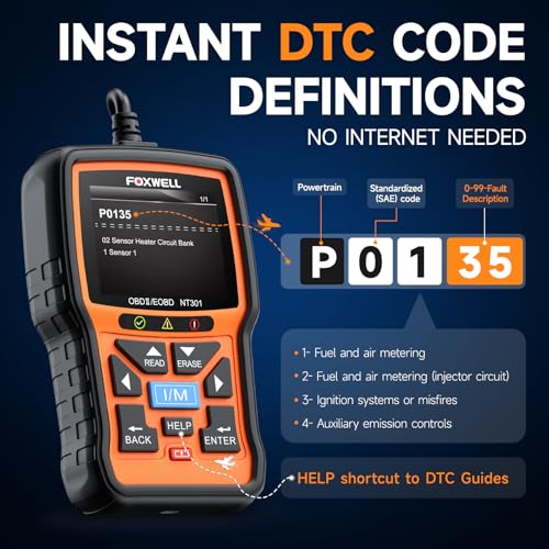 FOXWELL NT301 OBD2 Scanner Live Data Professional Mechanic OBDII Diagnostic Code Reader Tool for Check Engine Light