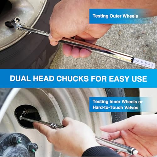 Nilight 2 Pack Dual Head Tire Pressure Gauge 10-150PSI Heavy Duty - color: 2pc Tire Pressure Gauge