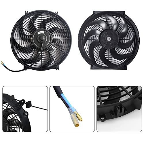 Mupera 14 Inch Electric Radiator Cooling Fan Push/Pull w/Mount Kit 2Pcs - size: Curved-2Pcs X14 inch