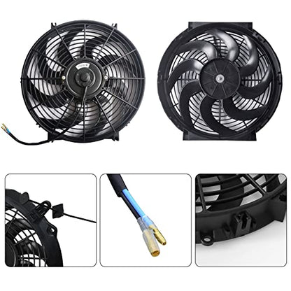 Mupera 14 Inch Electric Radiator Cooling Fan Push/Pull w/Mount Kit 2Pcs - size: Curved-2Pcs X14 inch