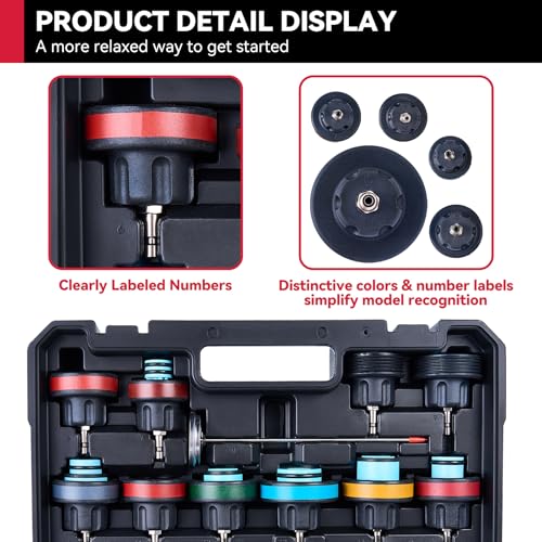 KOOPOOL 30PCS Radiator Pressure Tester Kit with Vacuum Refill