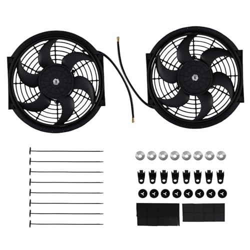 maXpeedingrods 2X 10 inch Universal Slim Fan Push Pull Electric Radiator Cooling 12V Mount Kit - size: 10 inch