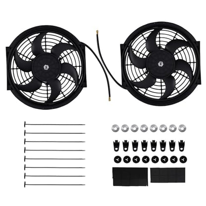 maXpeedingrods 2X 10 inch Universal Slim Fan Push Pull Electric Radiator Cooling 12V Mount Kit - size: 10 inch