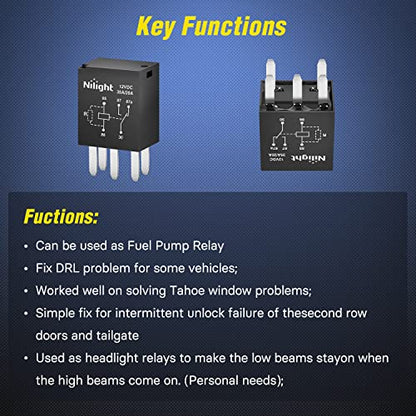 Nilight 5Pack 12V 5Pin Ultra Micro ISO SPST Relay 35A/20A for Fuel Pump - color: 5Pin Relay