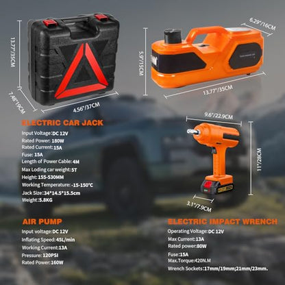 E-HEELP Cordless Electric Car Jack Kit 5 Ton with Battery, Pump and Wrench