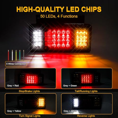 2PCS 40 LED Trailer Tail Lights Bar Kit with Iron Net Protection - color: Tail Lights-E