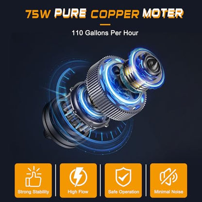 12V 75W Fuel Transfer Pump Kit, 110GPH Gas Transfer Pump with High Elastic Fuel Pipe & 2 Power Cables, Great for Vehicles, Boats, Equipment, Gasoline, Diesel (110GPH, SET) - color: 110GPH, size: Set