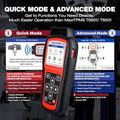 Autel MaxiTPMS TS508WF TPMS Programming Tool 2026, with 4PCS MX-Sensors ($120) WiFi Ver. of TS601 TS508 TS501 PRO TPMS Relearn Reset Tool, Tire Sensor Activation, TPMS DTC Clear, Lifetime Free Update