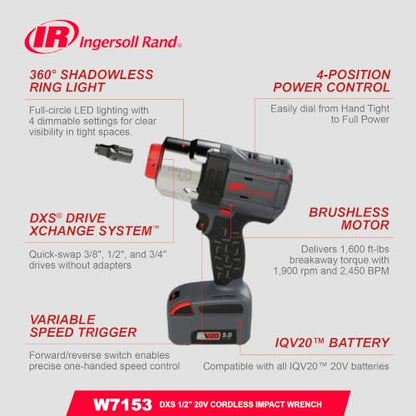 Ingersoll Rand IQV20-2DWDXS 20V Cordless Combo Tool Kit with Charger - style: D5241 and W7153 Combo Kit
