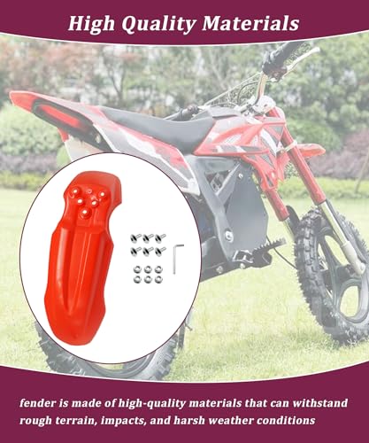 E-Bike Front Fender with Screw Kit Waterproof (Red) - color: Red
