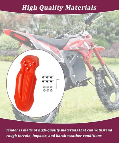 E-Bike Front Fender with Screw Kit Waterproof (Red) - color: Red