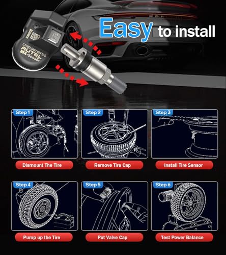 Autel TPMS Sensors Set of 4 Metal Stem MX Sensor 315MHz 433MHz Universal Tire Sensors Work with TPMS Programming Tool TS408S TS501 Pro TS508WF TS601 TS900 MK808TS MK900TS MS906PRO-TS ITS600 ITS600PRO - size: Metal