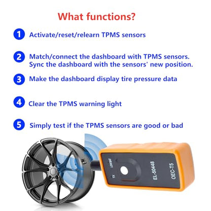 EL50448 TPMS Reset Tool GM TPMS Relearn Tool Chevy Tire Sensor Reset Tool - size: Battery Not Included