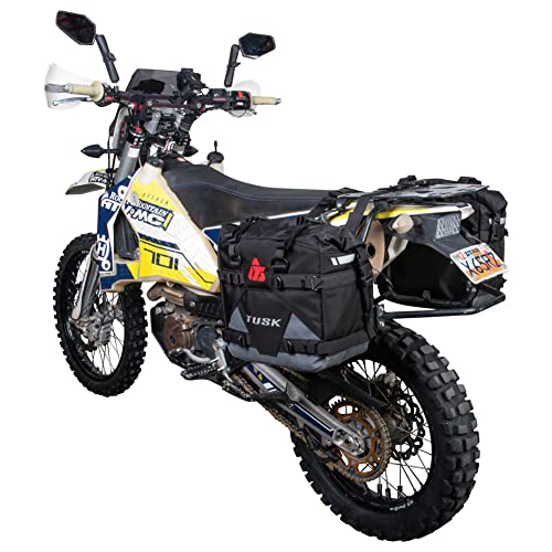 Tusk Pilot Pannier Bags Black/Grey | Durable Soft Saddlebags with Roll‑Top Closure, Waterproof Liners and Reflective Accents | Adventure Motorcycle Storage