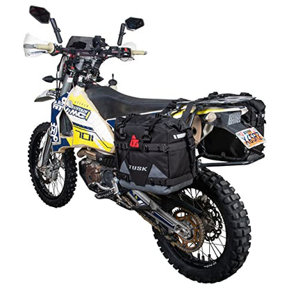 Tusk Pilot Pannier Bags Black/Grey | Durable Soft Saddlebags with Roll‑Top Closure, Waterproof Liners and Reflective Accents | Adventure Motorcycle Storage