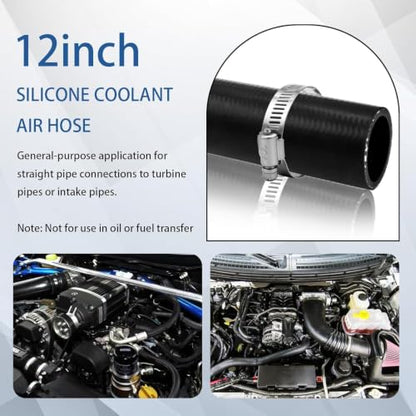 1.5 "Silicone Coolant Air Hose 12" Length with 2 Clamps – Turbo Intake Radiator Coupler Hose (45 Degree, 1 1/2" ID) - color: 45 Degree black, size: 1 1/2" ID