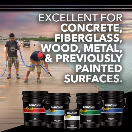 Tuff Coat Medium Texture Rubberized Non-Skid Deck Coating – Textured Non-Slip Safety Surface for Pool Decks, Docks, Boat Ramps, Patios, Walkways & High-Traffic Areas (UT-212 Medium Blue 1-gallon) - color: Medium Blue, size: 128 Fl Oz (Pack of 1)