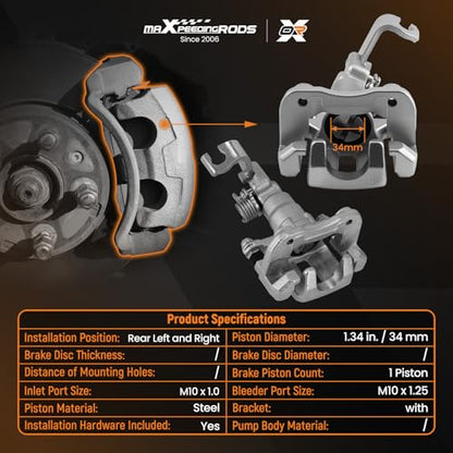 maXpeedingrods 19-B2069 19-B2068 Rear Left and Right Disc Brake Caliper Assembly Compatible With Honda Accord 1998-2007, for Acura TSX All Models 2004-2008 - size: 19-B2069+19-B2068