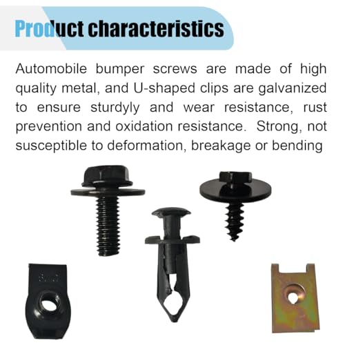 LAINLOY 100PCS Automotive Screws and Bolts,Plastic Rivet Fastener U-Nut Kit - size: 100PCS