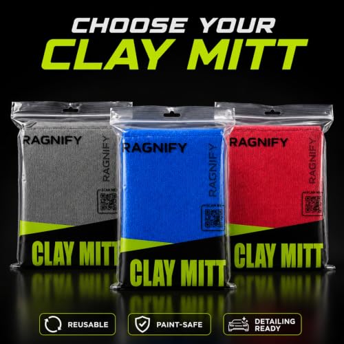 Ragnify Pack of 2 Clay Mitt Auto Detailing Medium Grade Clay Bar Alternative Mitt for Flawless Removal of Surface Bonded Micro Contaminant (Gray) - color: Gray