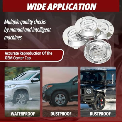 RTrhinotuning 4 PCS 83 mm Wheel Center Caps Compatible with 2014-2025 Silverado 1500 2001-2017 Tahoe 2014-2025 Sierra 1500, OD: 3.27 in / 83 mm ID: 2.99 in / 76 mm Chrome Hub Caps - color: Chrome