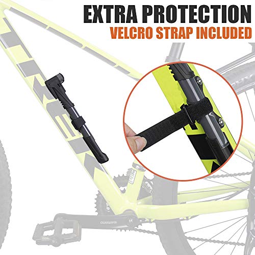 BV Mini Bike Pump Portable Frame Pump, Shock Pump for Bike Shock, Air Ball Pump Inflator with Ball Pump Needles, Mini Pump Fits Presta & Schrader- Smart Valve