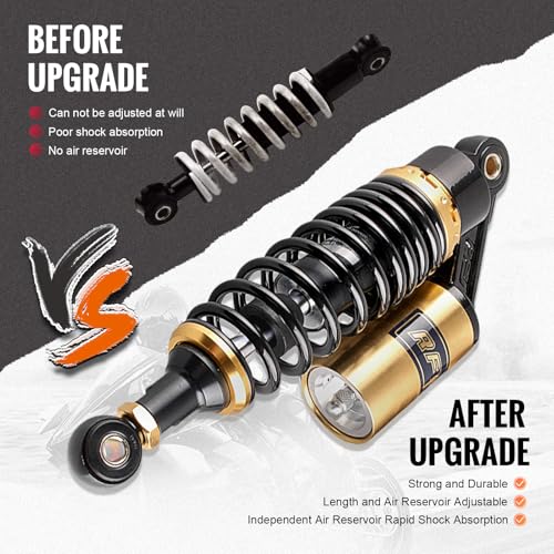 11" Rear Adjustable Air Shock Absorbers eye to eye 50-110cc Universal - color: Black Gold, size: 280MM