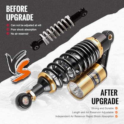 11" Rear Adjustable Air Shock Absorbers eye to eye 50-110cc Universal - color: Black Gold, size: 280MM