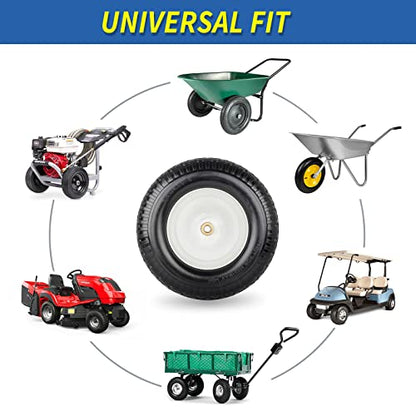 GICOOL 16'' 4.80/4.00-8 Flat Free Tire and Wheel, for Wheelbarrow, 1 PK - size: 1 Pack-3" Hub